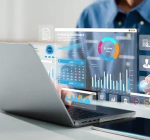 Business analytics dashboard holographic display
